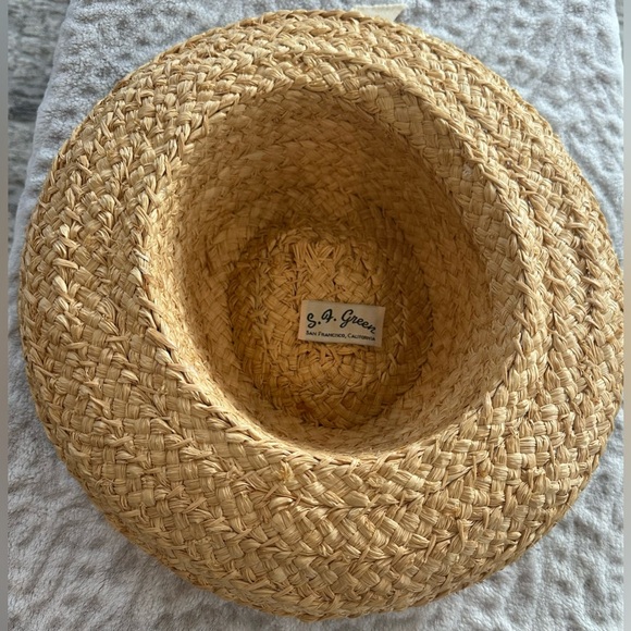 ✨VINTAGE✨ S.F. Green San Francisco SUN ☀️ HAT w/ Cream BOW EUC‼️ - Picture 6 of 15
